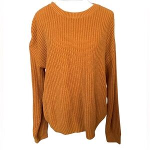 Sonoma Chunky Knit Pullover Crew Neck Sweater Mustard Yellow Women’s Sz M Casual